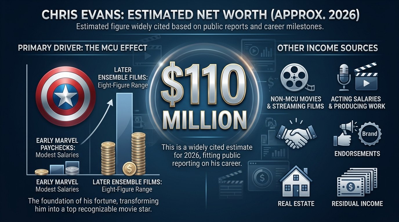 Chris Evans net worth from Captain America and Marvel movie earnings