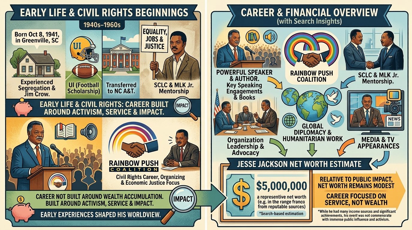 Jesse Jackson net worth from Rainbow PUSH Coalition and civil rights activism