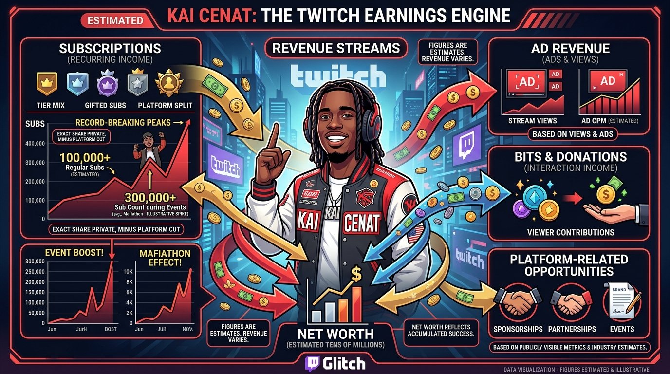 Kai Cenat net worth from Twitch earnings and subscriber records