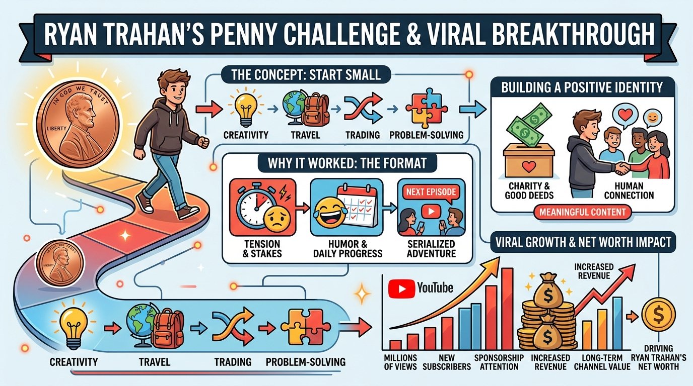 Ryan Trahan net worth from Penny Challenge videos and YouTube growth