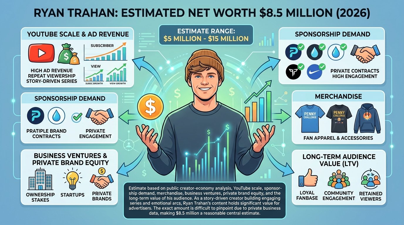 Ryan Trahan net worth from YouTube earnings and viral challenge videos